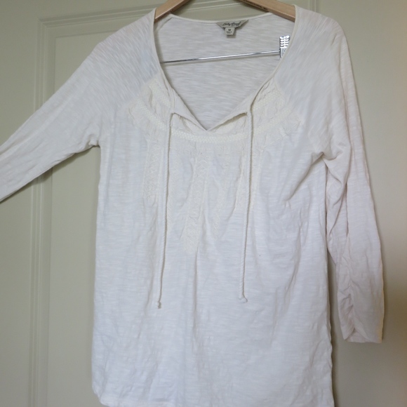 SOLD Lucky Brand Ivory Peasant Top Size Medium EUC - Picture 1 of 3